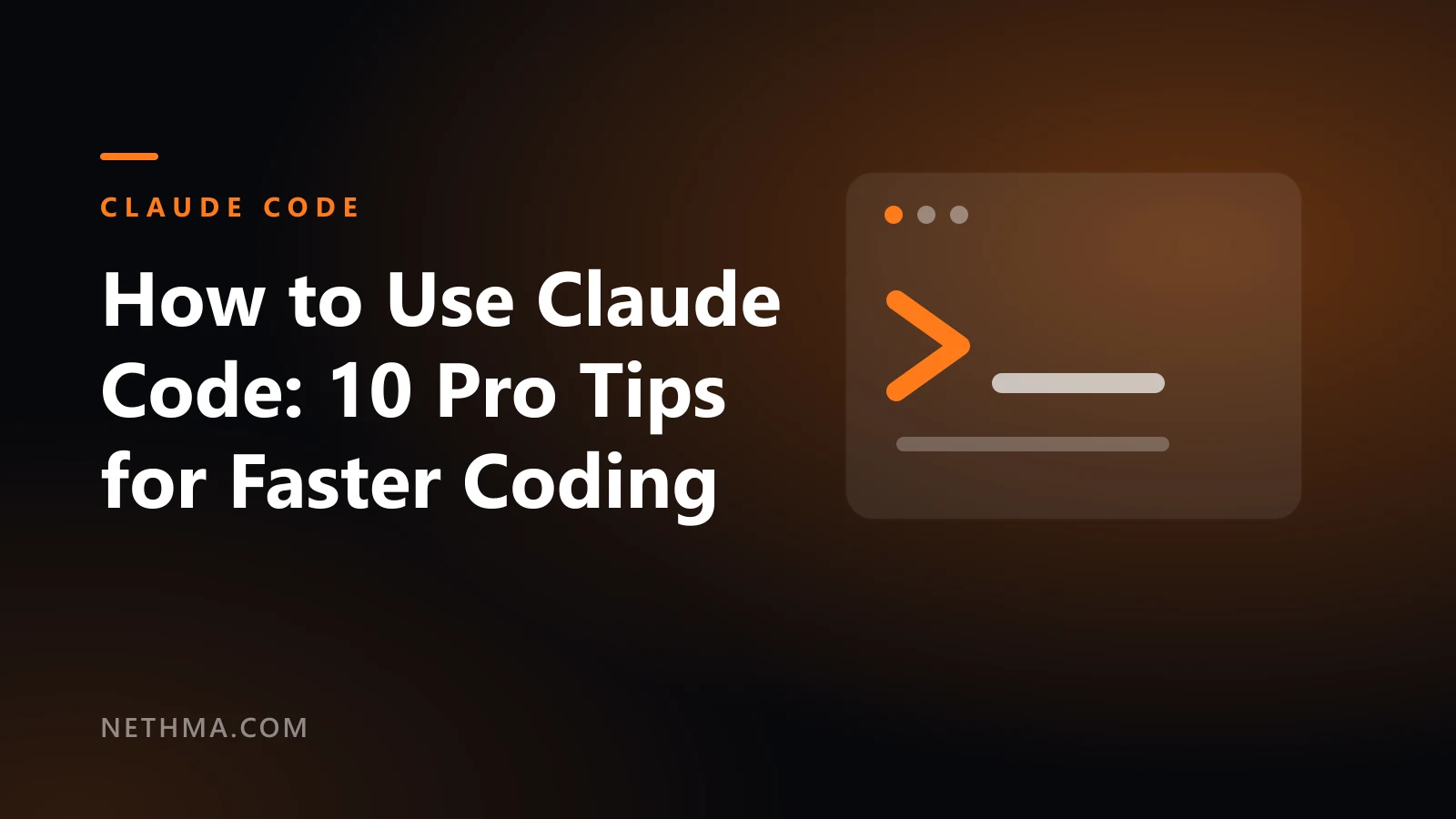 Claude Code tips cover with a terminal prompt icon on a dark background