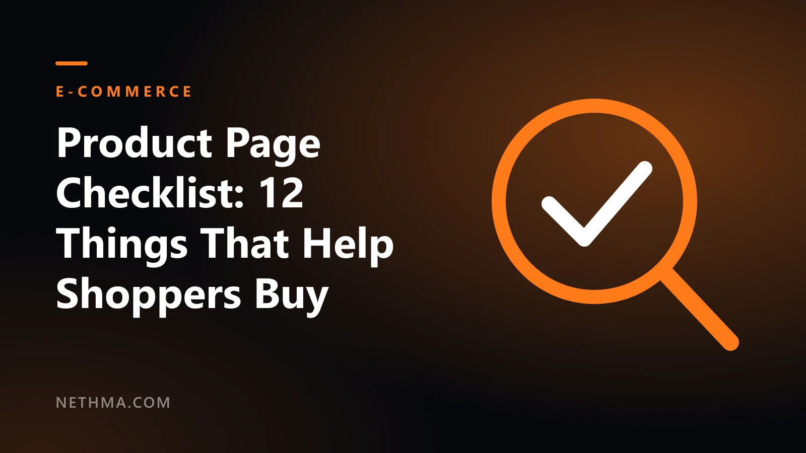 Cover for the product page checklist article, with a check mark icon on a dark background